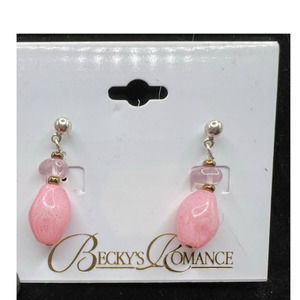 PRETTY in‎  Pink Glass Bead Earrings